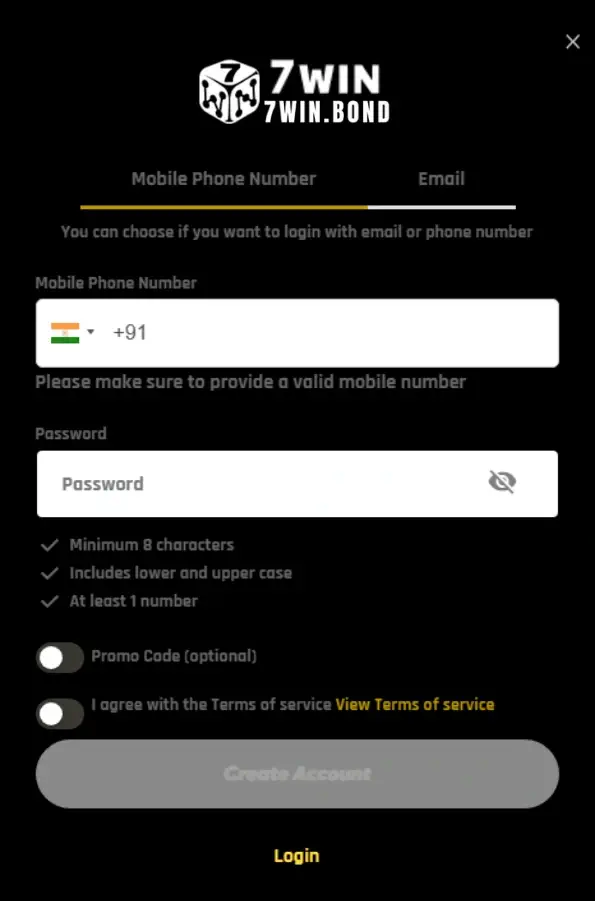 7win register and login